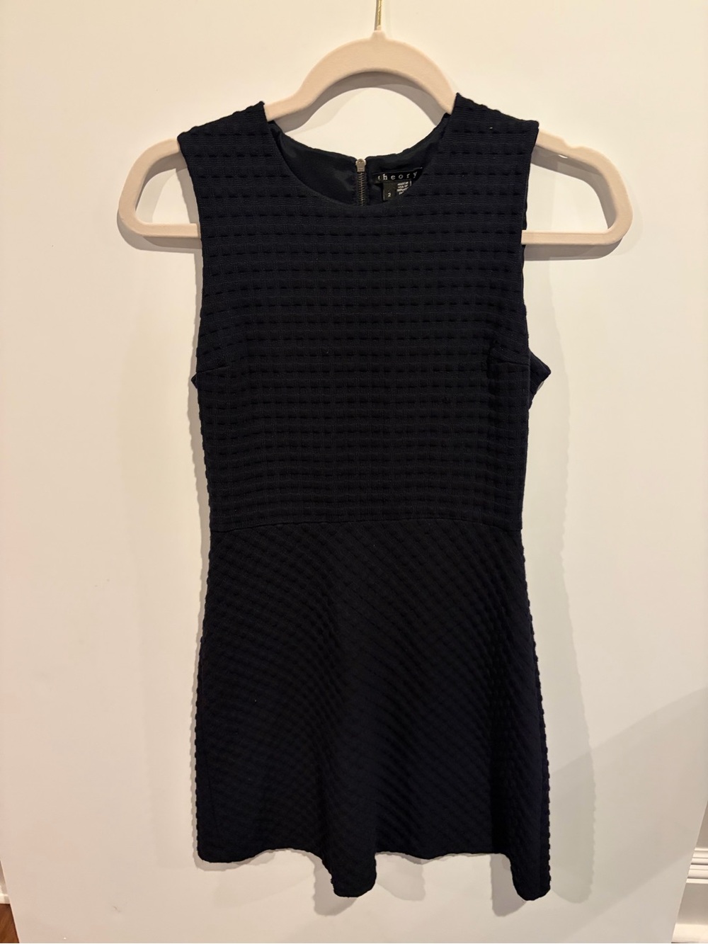 Theory Navy Textured Sleeveless Mini Dress